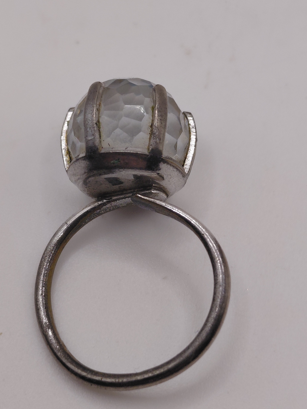 Vintage SARAH COVENTRY "Bermuda Blue" Disco Ball Glass Prism Ring Adjustable - Picture 3 of 4